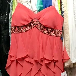 NWT Gorgeous Orange baby doll mini dress